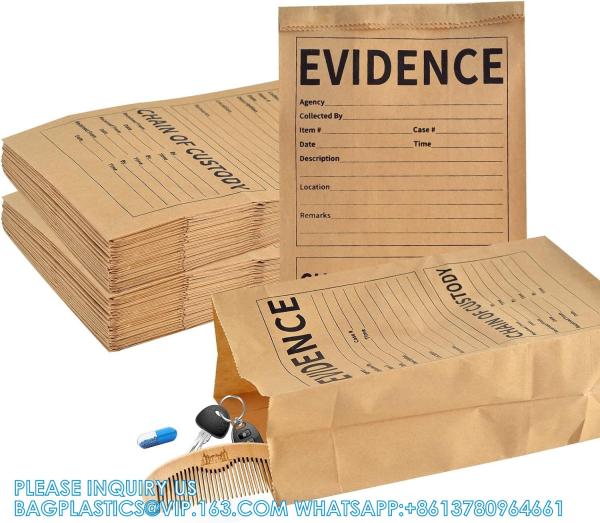 Pack Paper Police Evidence Bags 9.45 * 5 * 3 Inch Crime Scene Paper Evidence Bag