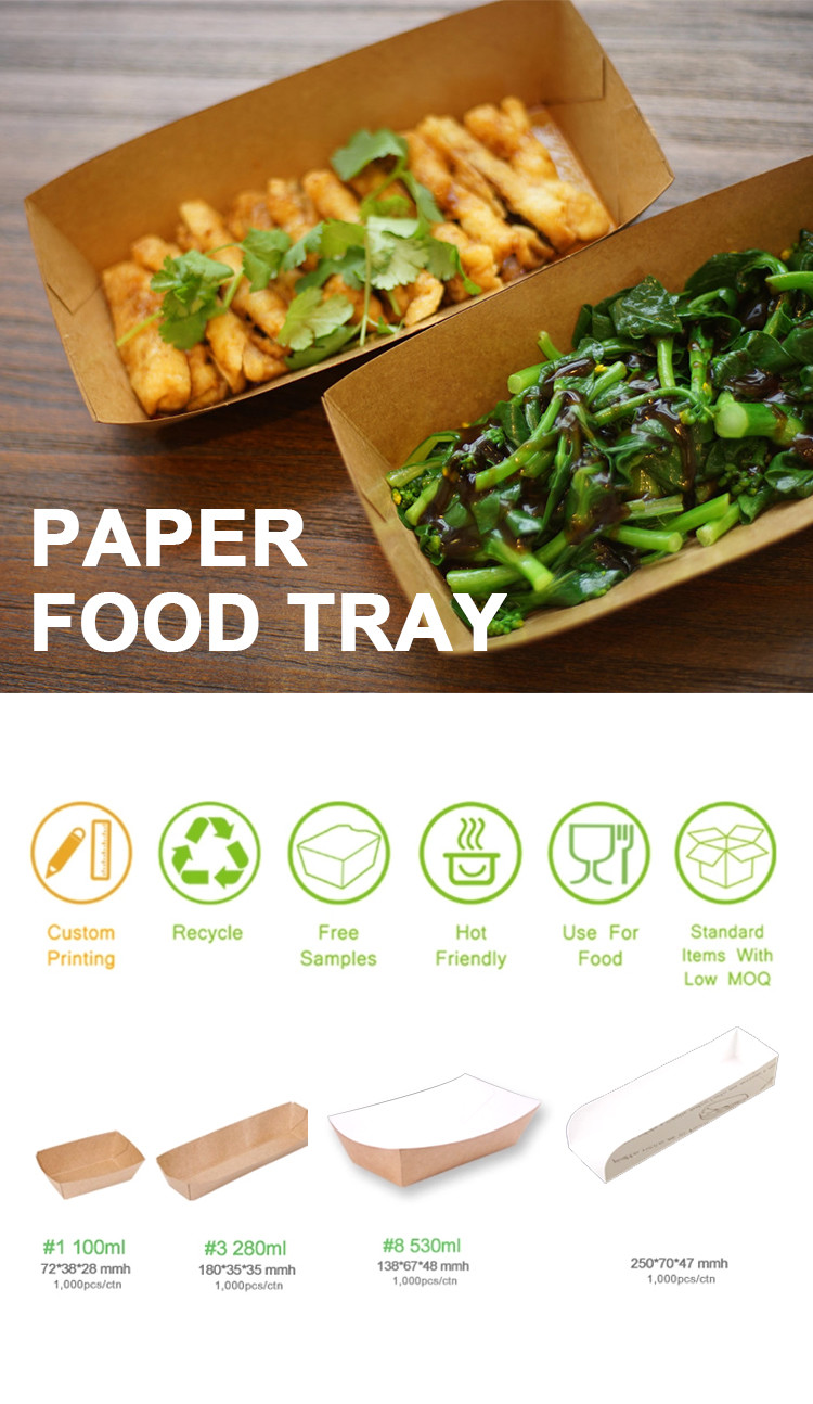 Kraft Paper 125mm Boat Disposable Paper Containers