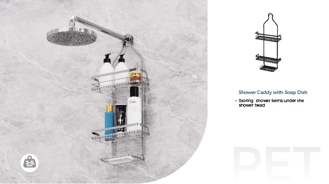 Convenient Wall Mounted Iron Wire Rack for Bathroom Sundries and Shower Accessories