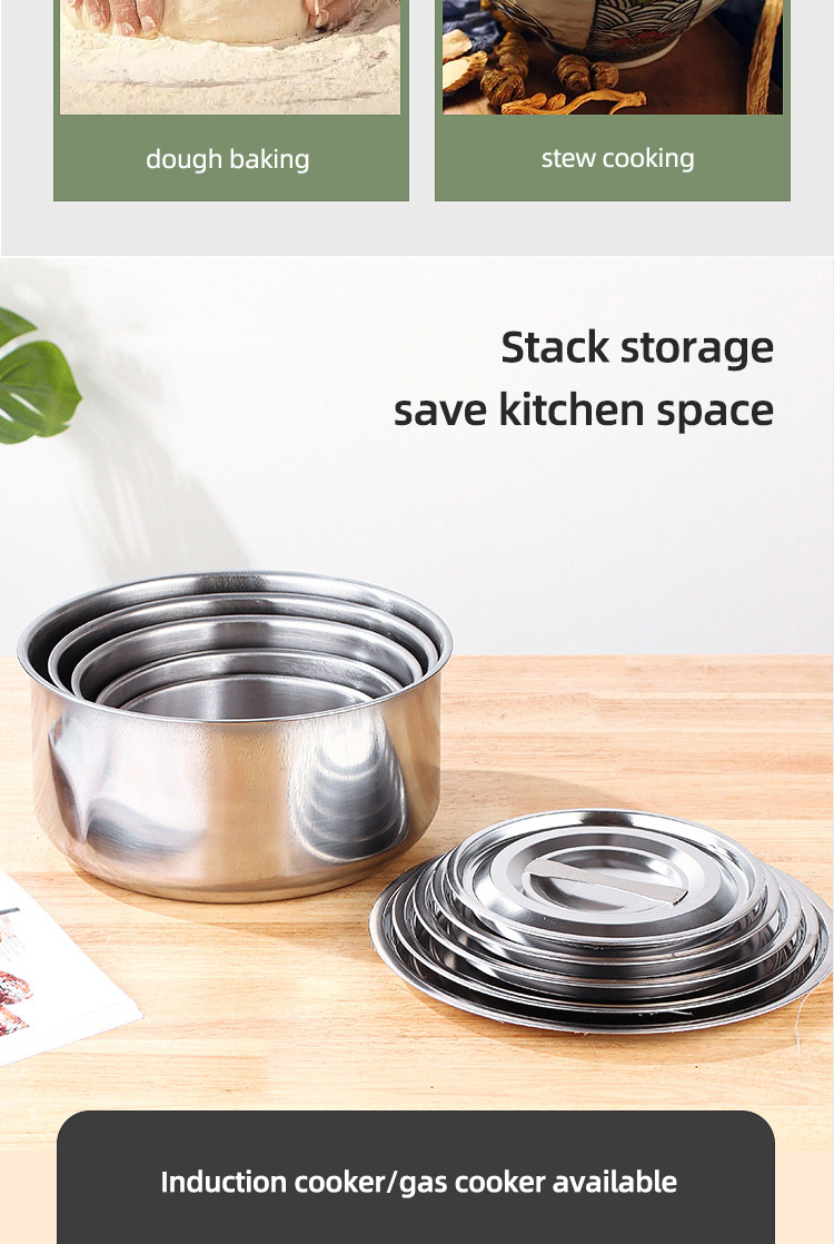Factory Direct Sale Cookware Sets Silver Pots Stainless Steel Cooking Soup Pot Sets For Kitchen
