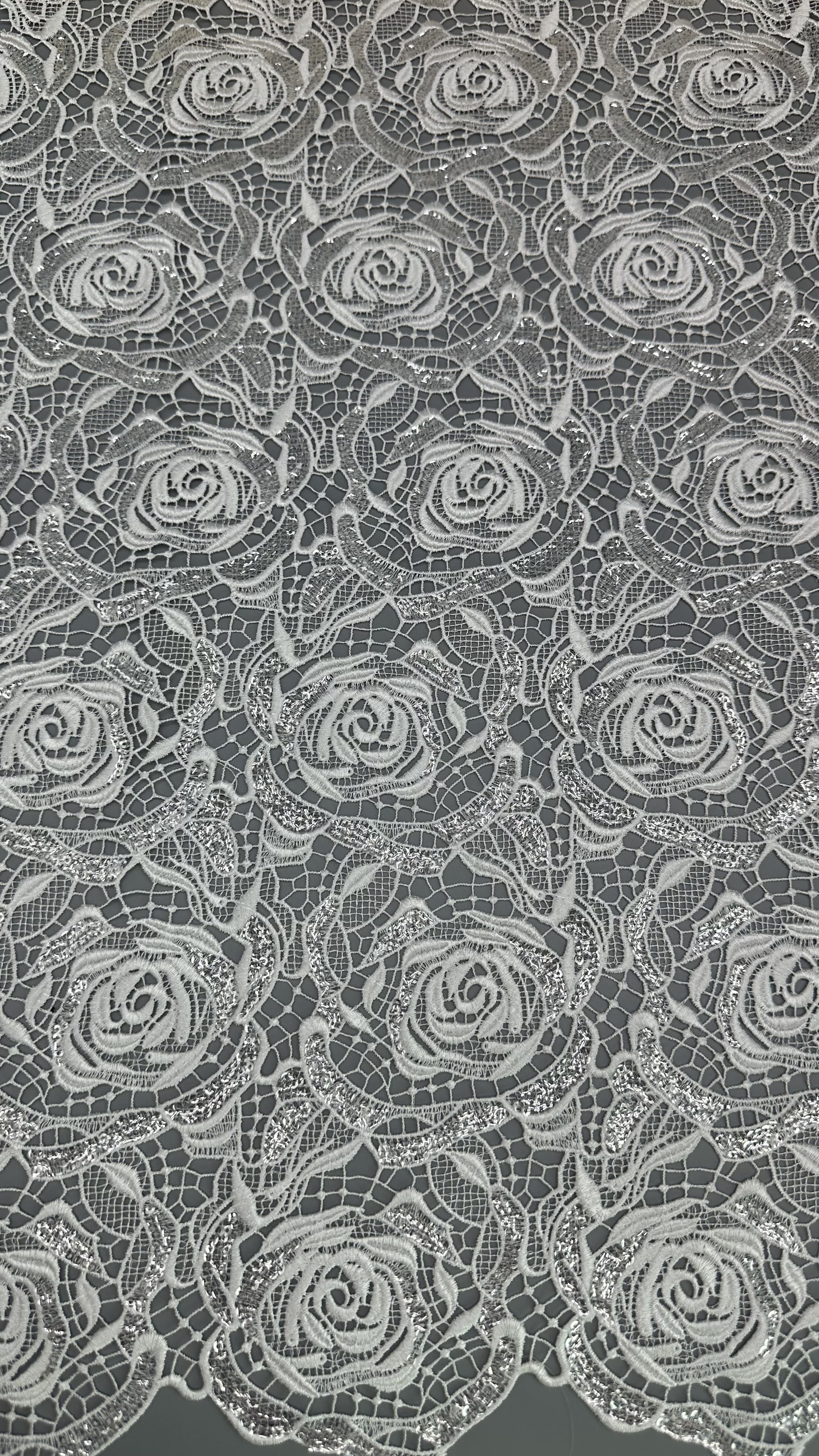 Metallic Sequin Embroidered Chantilly Fabric Lace Fabric New Fashion for Garments Gowns