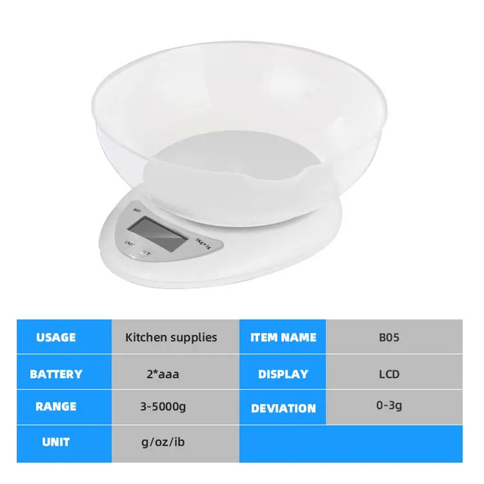 10kg Electronic Digital Scale Round Weight Measuring Food Weighing Scale
