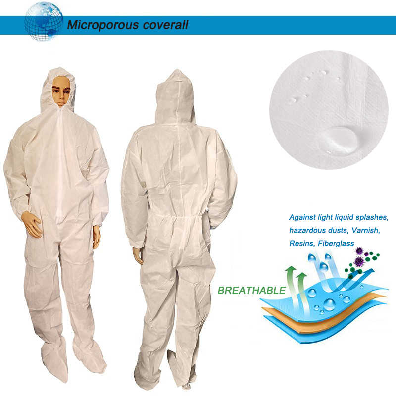 PP Microporous Disposable Isolation Gowns With Hood For Work Shop Lab Cleanroom
