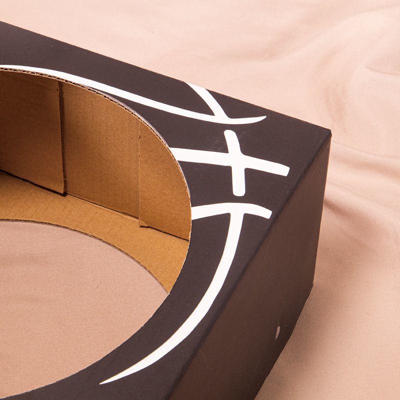 Recycle Custom Design Children&prime;s Basketball Football Round Ball Sports Black Foldable Flat 3-Ply E-Flute Rigid Corrugated Paper Display Packaging Shipping Box