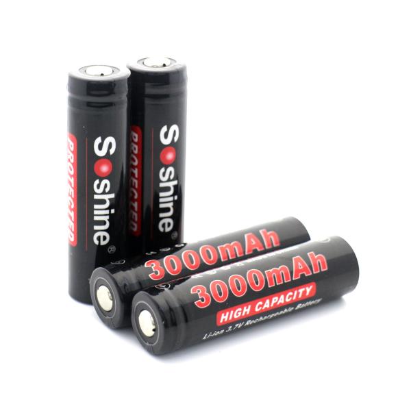 high capacity 3000mAh Soshine 3.7V Li-ion 18650 Protected Battery, best for