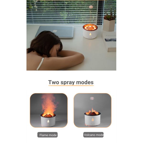 New Upgrade Simulation Blue Flame Volcano Aromatherapy Diffuser 360ml Jellyfish Mist Air Humidifier for Home Office Spa