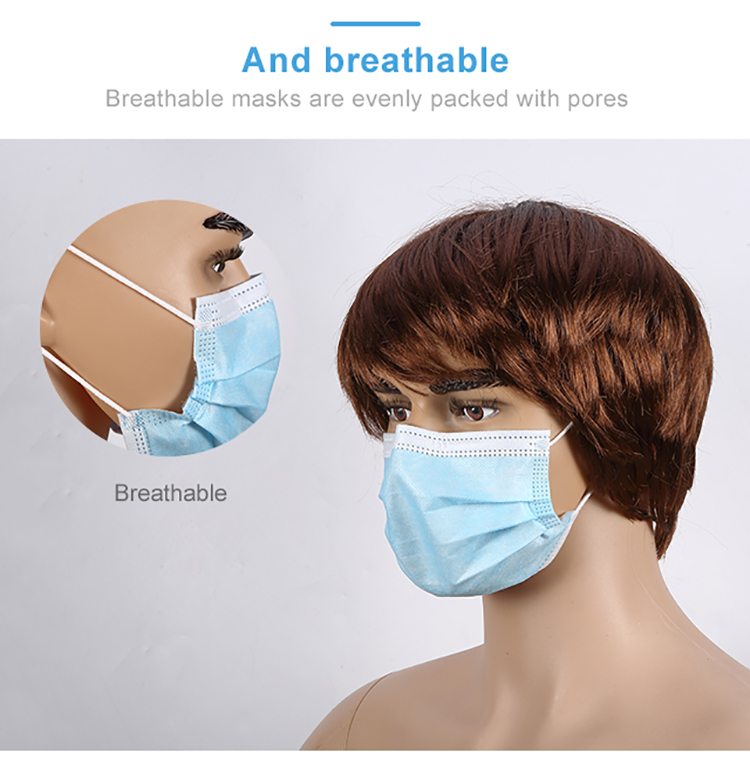 3 ply Good quality non-woven fabric disposable individual hospital medical face mask
