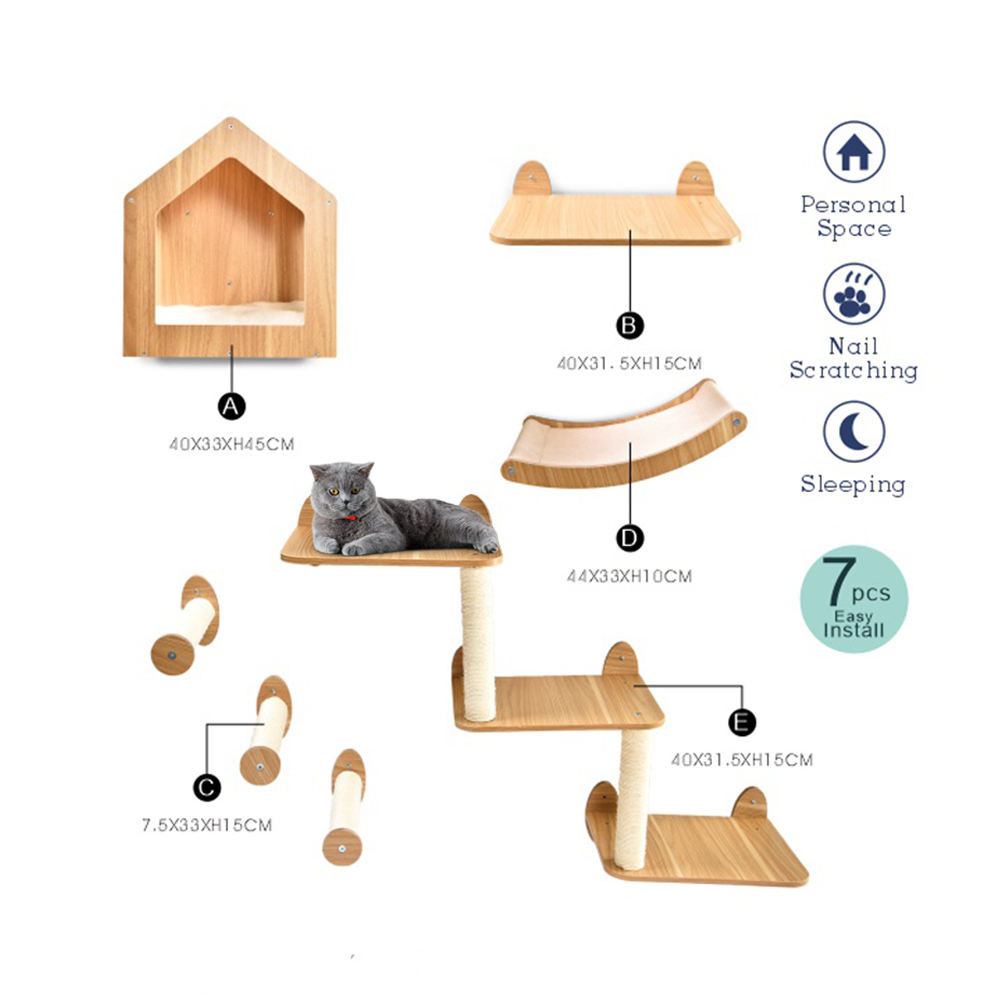 OEM Available Modern Pet Furniture Wood Wall Cat Climbing Shelves