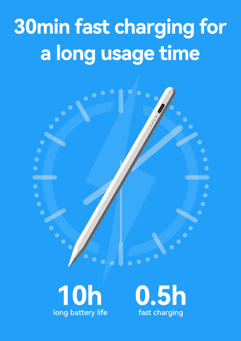 Working Time 8-10 Hours Tablet Stylus Pencil With Painted Aluminum Pen Body