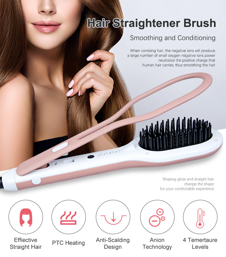 Fast Heating Electric PTC Hair Straightening Comb With Clip 100-240V