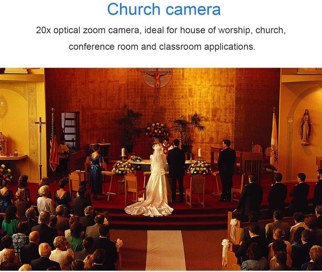 Tongveo HD1080p 60fps 20X Zoom PTZ Conference Camera USB HDMI 3G-SDI 3 Videa Outputs for Church Tele-Education Healthcare (20X Zoom TEVO-VHD20N)
