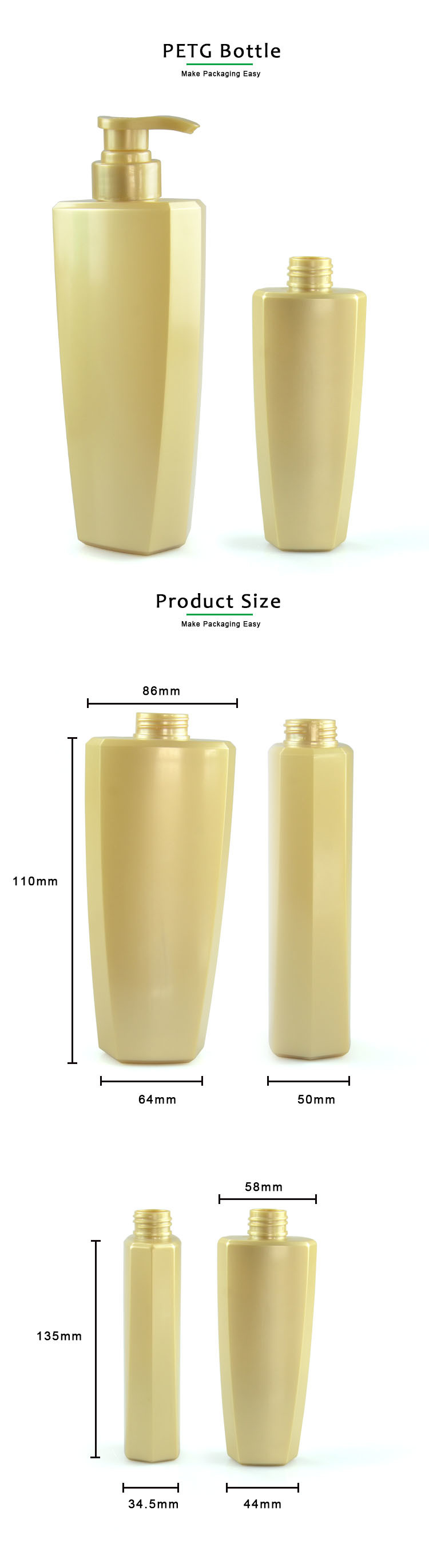 160ml 500ml Empty Plastic PETG Custom Shampoo Bottle Sets For Lotion