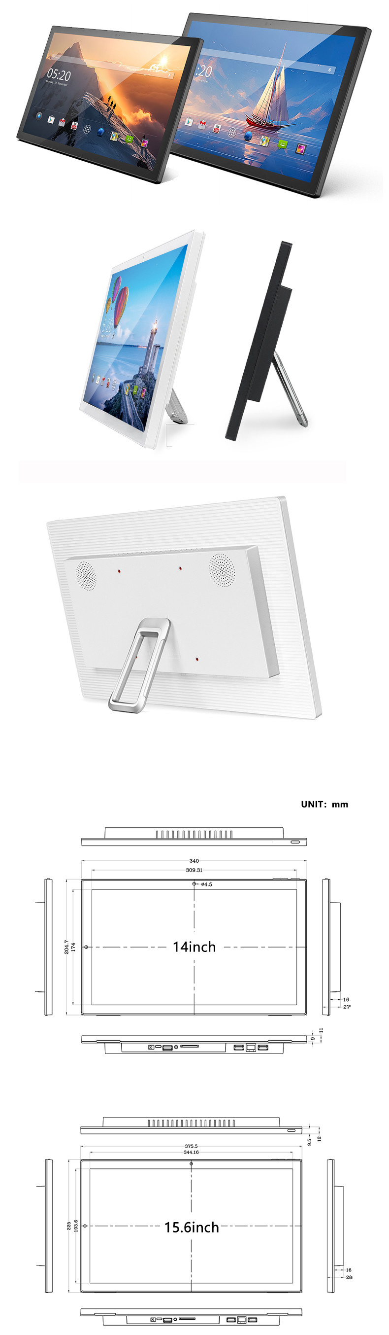 14 Inch Ultra Narrow Bezel Android Advertising Touch Screen Display With RK3568 Quad Core