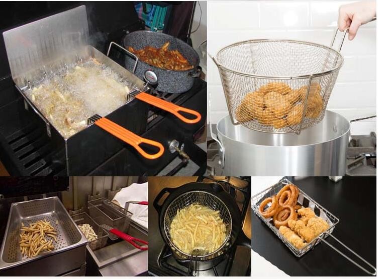 Mini Perforated Baking Tray Wire Mesh Deep Fat Fryer French Fries Holder Basket