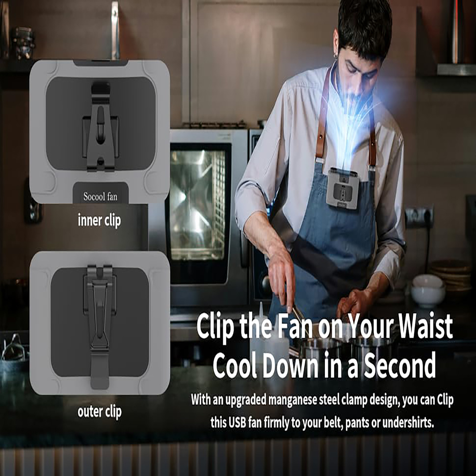 Socool Fan Portable 20000mAh Wearable Fans Mini Rechargeable Clip Waist Fan
