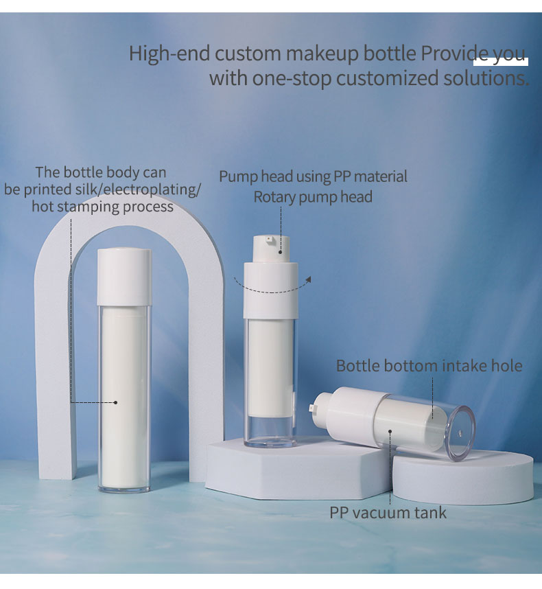 15ml 30ml 50ml White Airless Bottle Cosmetic Cream Plastic Bottle For Skincare Packaging