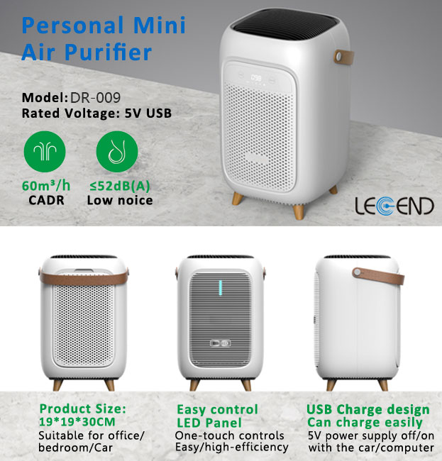 RoHS 30db H13 True Hepa Air Purifier Mini Humidifier PM2.5