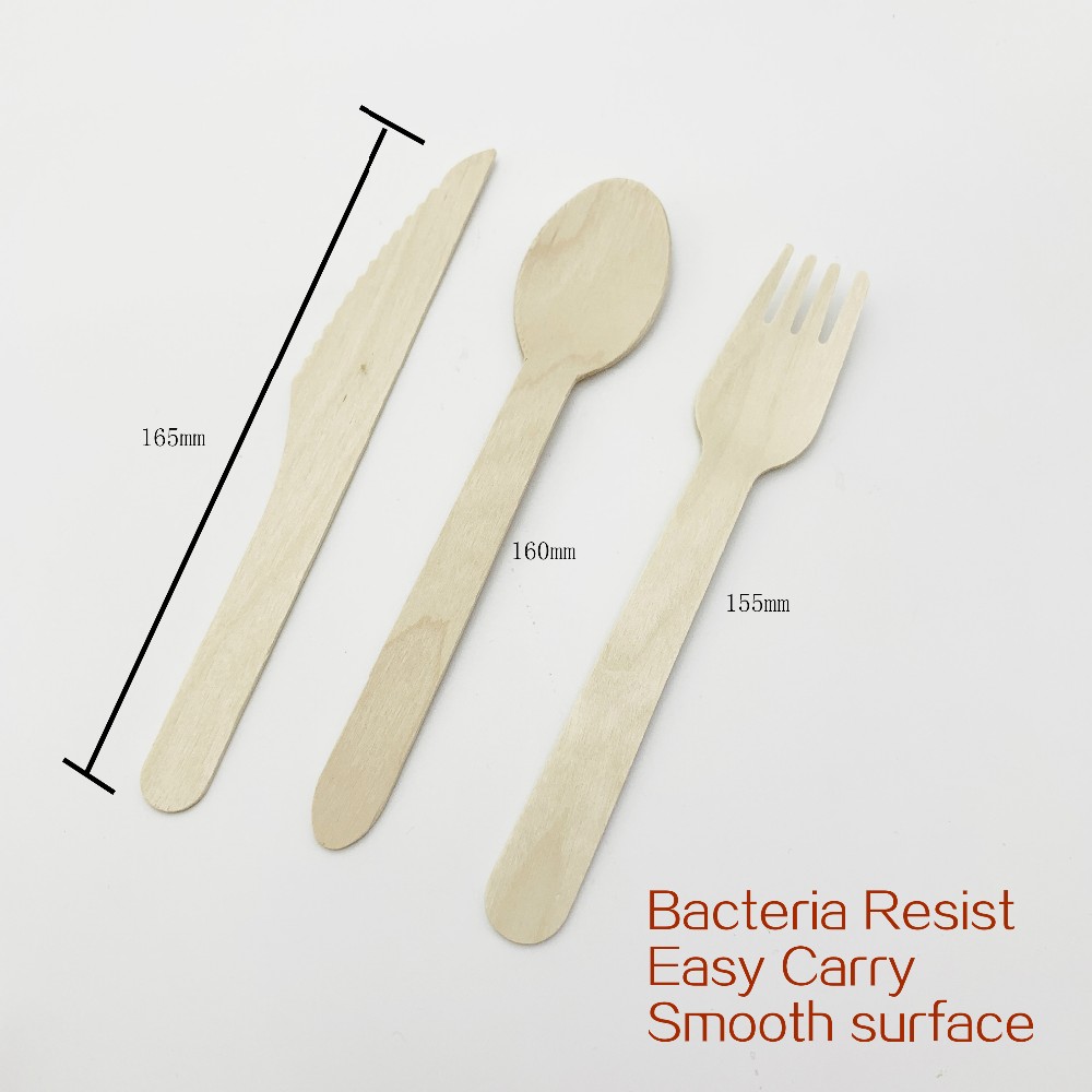 Biodegradable Bamboo Utensil Disposable Bamboo Cutlery Set for Party Camping Grade A 170mm