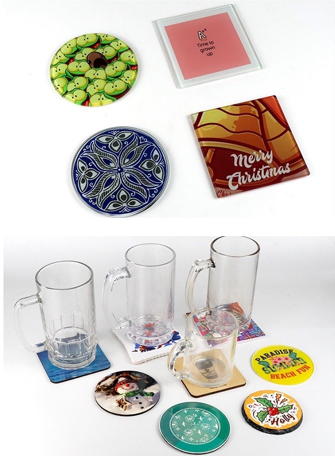 Tempered Glass Square Sublimation Coasters For Sublimation Heat Transfer Printing