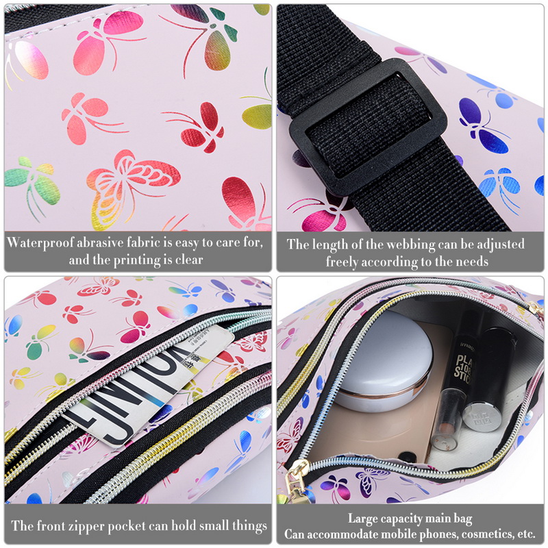 2022 Printed Waist Bag Women Fanny Pack Colorful Travel Kids Cartoon Belt`s Bag Festival Mobile Phone Pouch Purse
