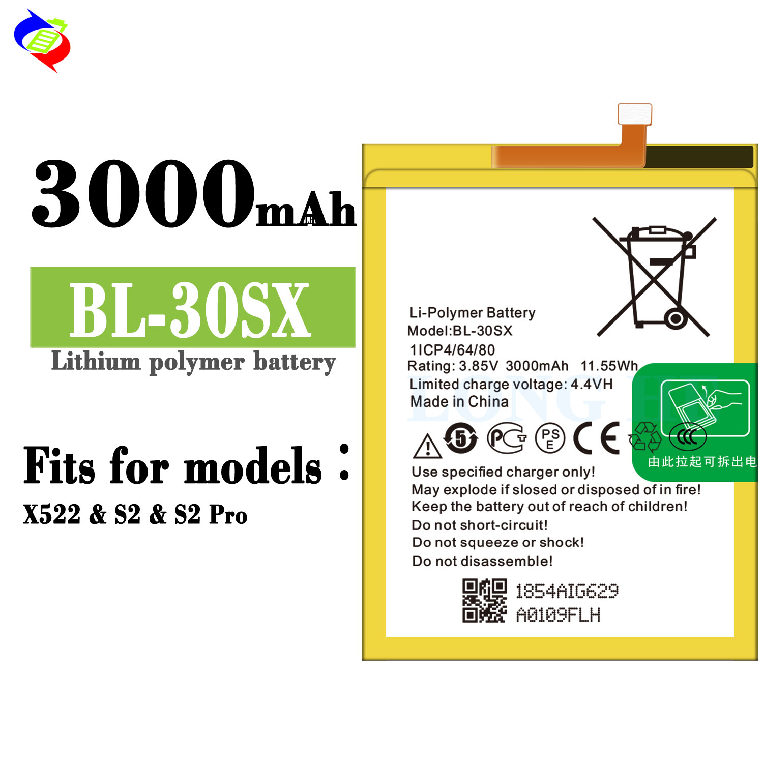 3000mah 3.85v BL-30SX Battery Rechargeable OEM/ODM for Infinix X522 0 Cycle 1