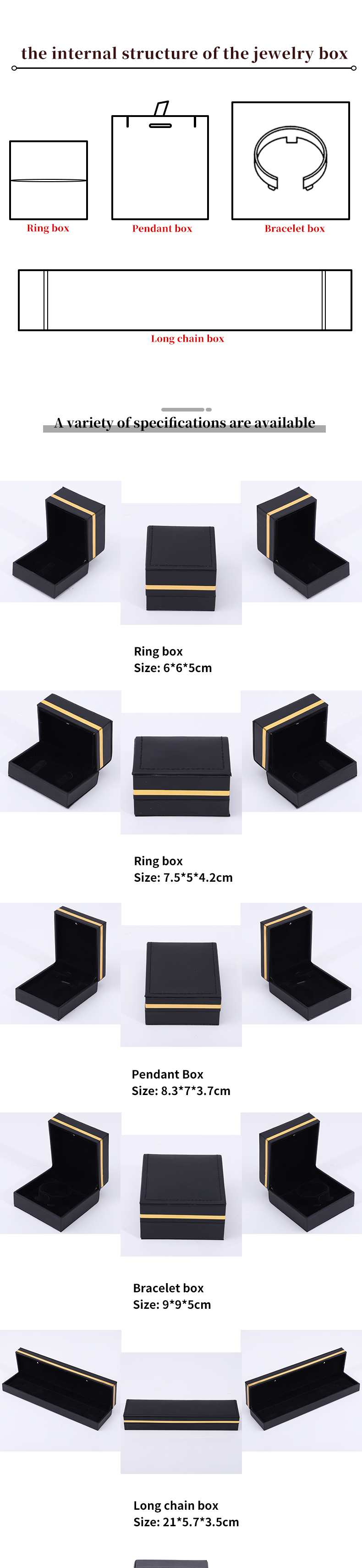 Black Jewelry Box LED Light for Bracelet Deluxe with Customized Size and Newest Style