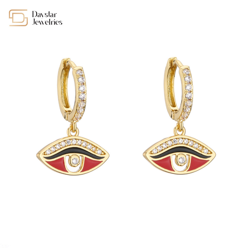 Zircon stone Evil Eye Earrings Colorful Enamel Diamond For Women