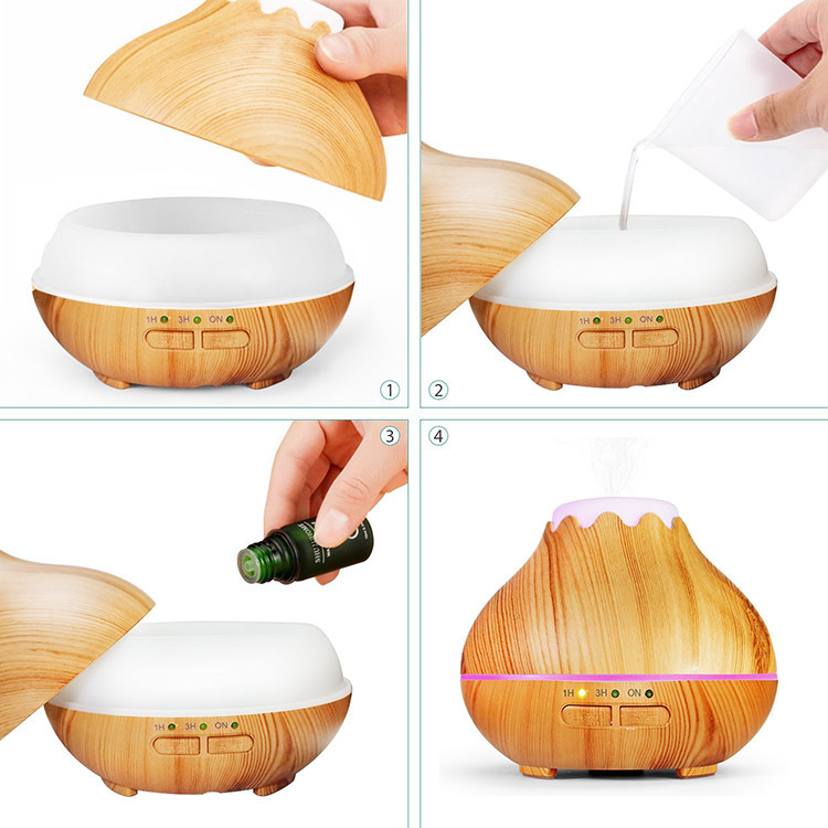 Auto Shut Off 150ml Ultrasonic Wood Grain Aromatherapy Diffuser