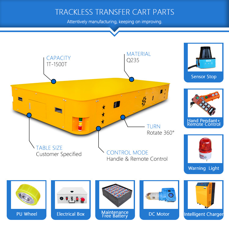 Factory Handling Battery Railless Transfer Trolley
