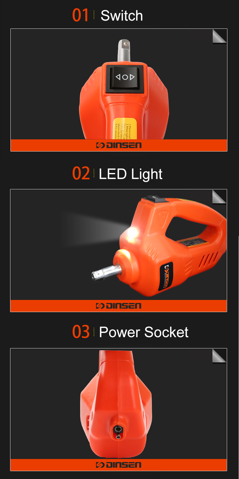 Professional and high quality mini electric impact wrench with LED light.