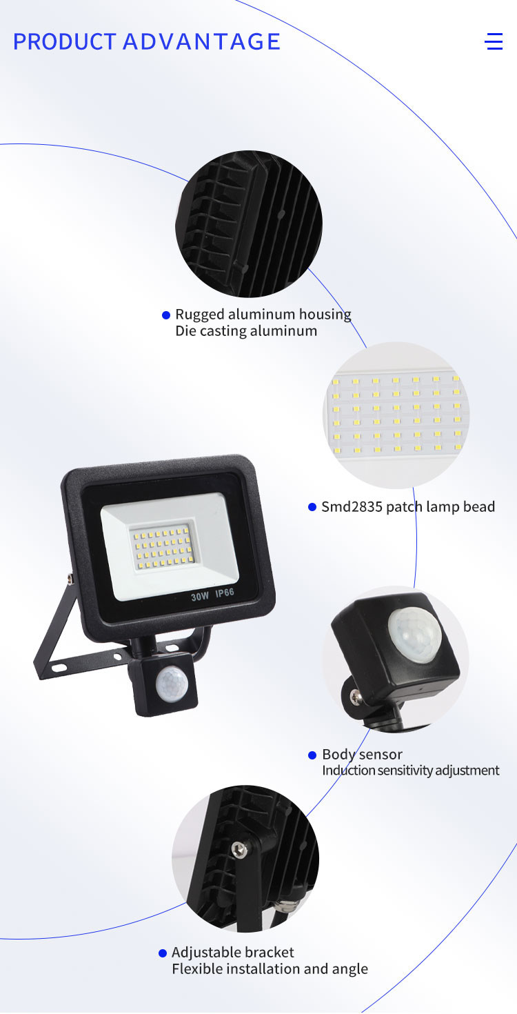 10W - 100W Induction Led flood light With Adjustable PIR Sensor floodlight Street Square Outdoor Lighting