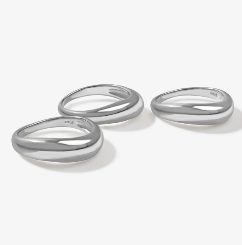 US5-US10 925 Sterling Silver Stackable Rings 18K Gold Plated
