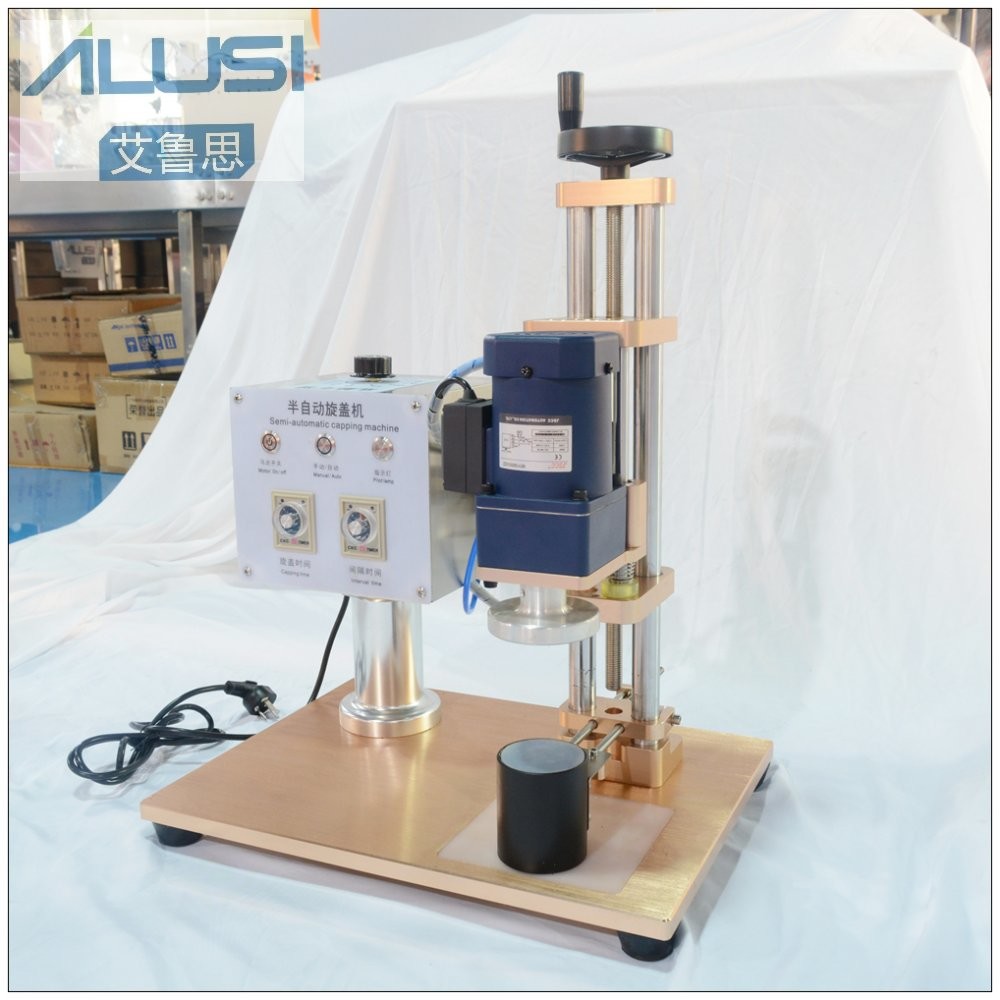Semi Auto Cap Closer High Speed Rotary Cap Lock Glass Jar Plastic Bottle Twist off Lug Sealing Capping Machine