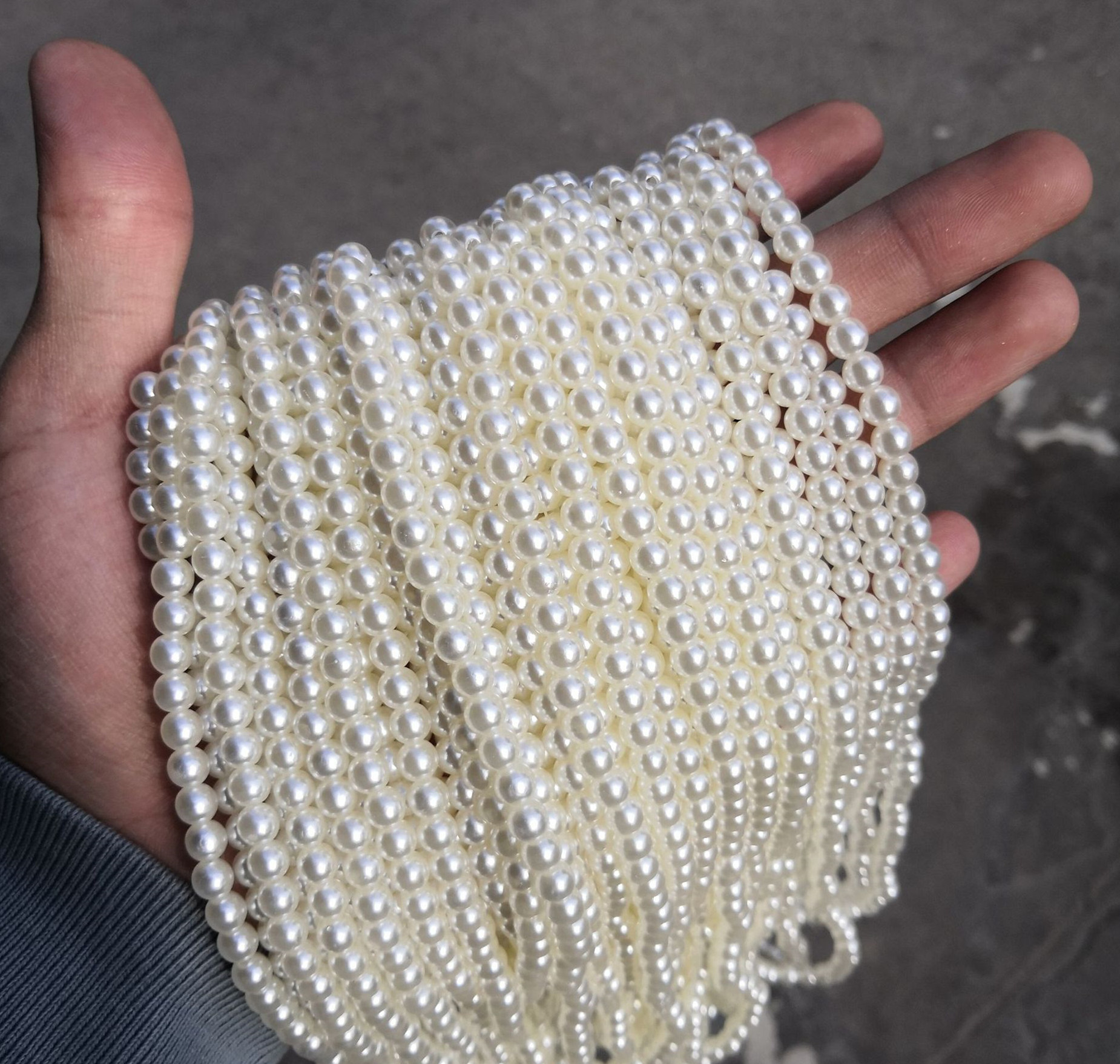 wholesale 4-16mm high quality ABS imitation pearl with hole raw white pearl DIY bag necklace accessories