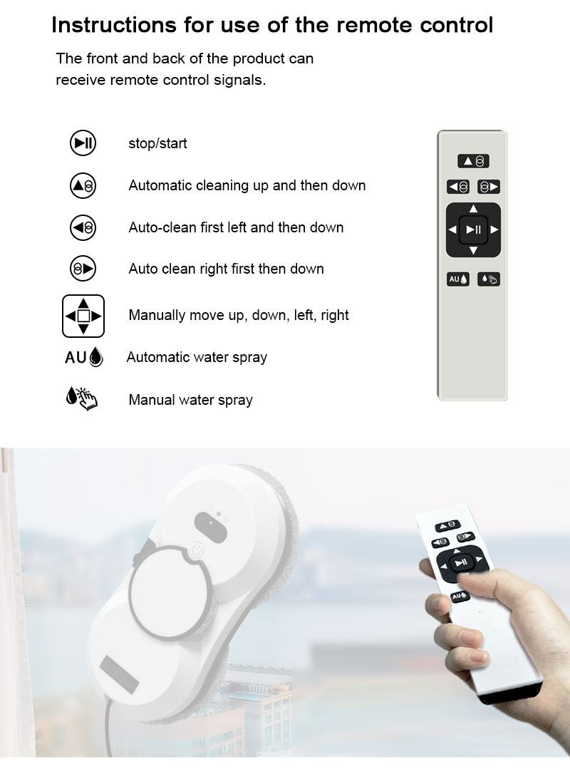 30ml 67dB Window Cleaner Robot Skyscraper Cleaning Robot With Water Spray