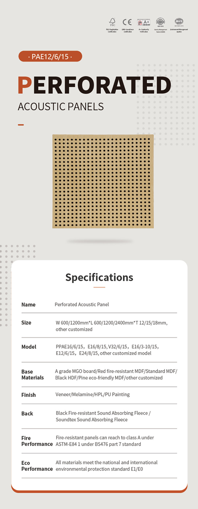 Timber Veneer Perforated Acoustic Wood Panels For Auditorium Sound Absorption 0.9NRC