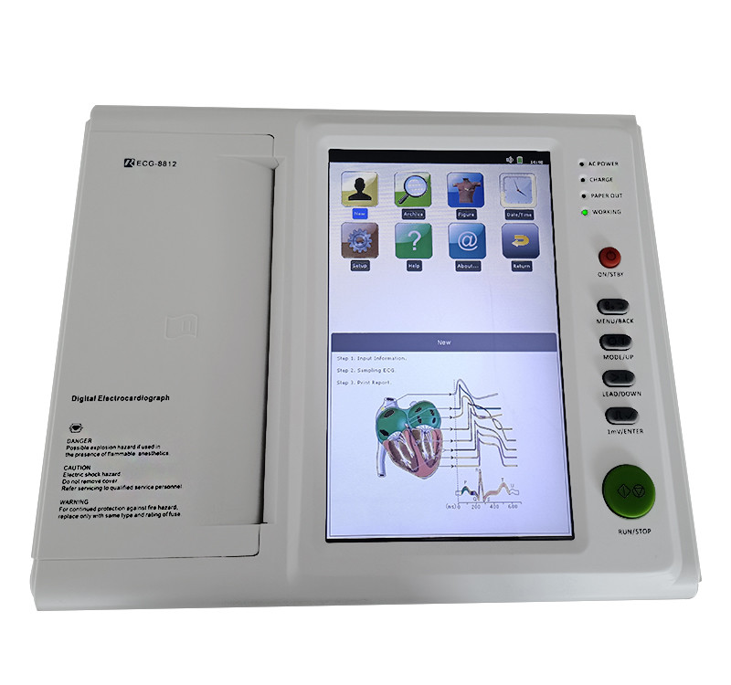 12 Channel Monitor Electrocardiogram EKG Recorder ECG Machine With Analyzer