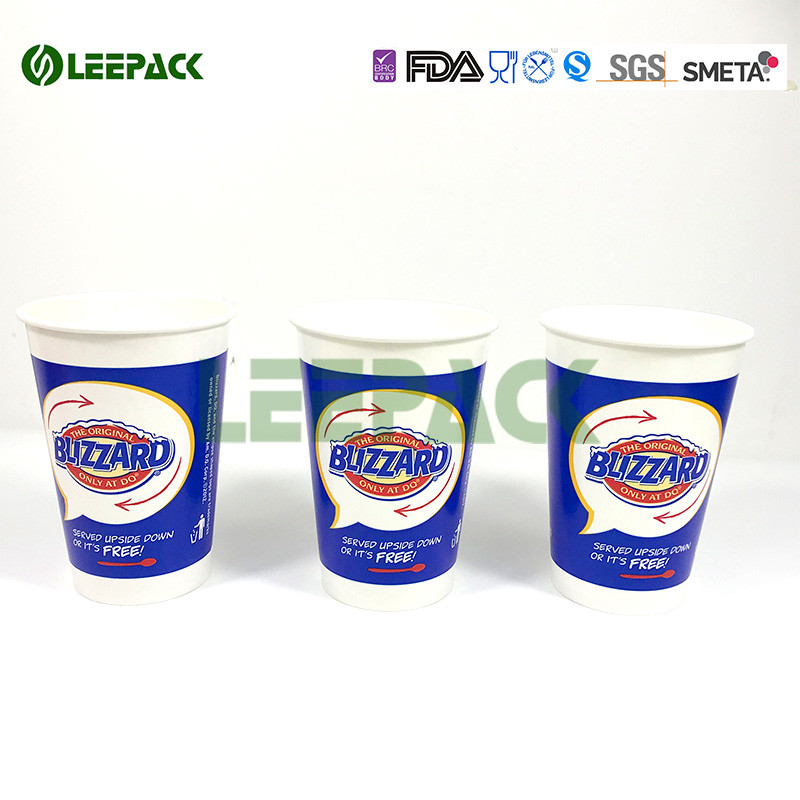 Insulated Blue Drink 12 Oz Paper Cups For Fast Food Restaurant , Party