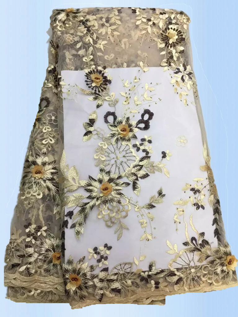 2017 High Quality Lace Tulle Styles 3D Embroidery Laces Fabric With Rhinestone with Different Color