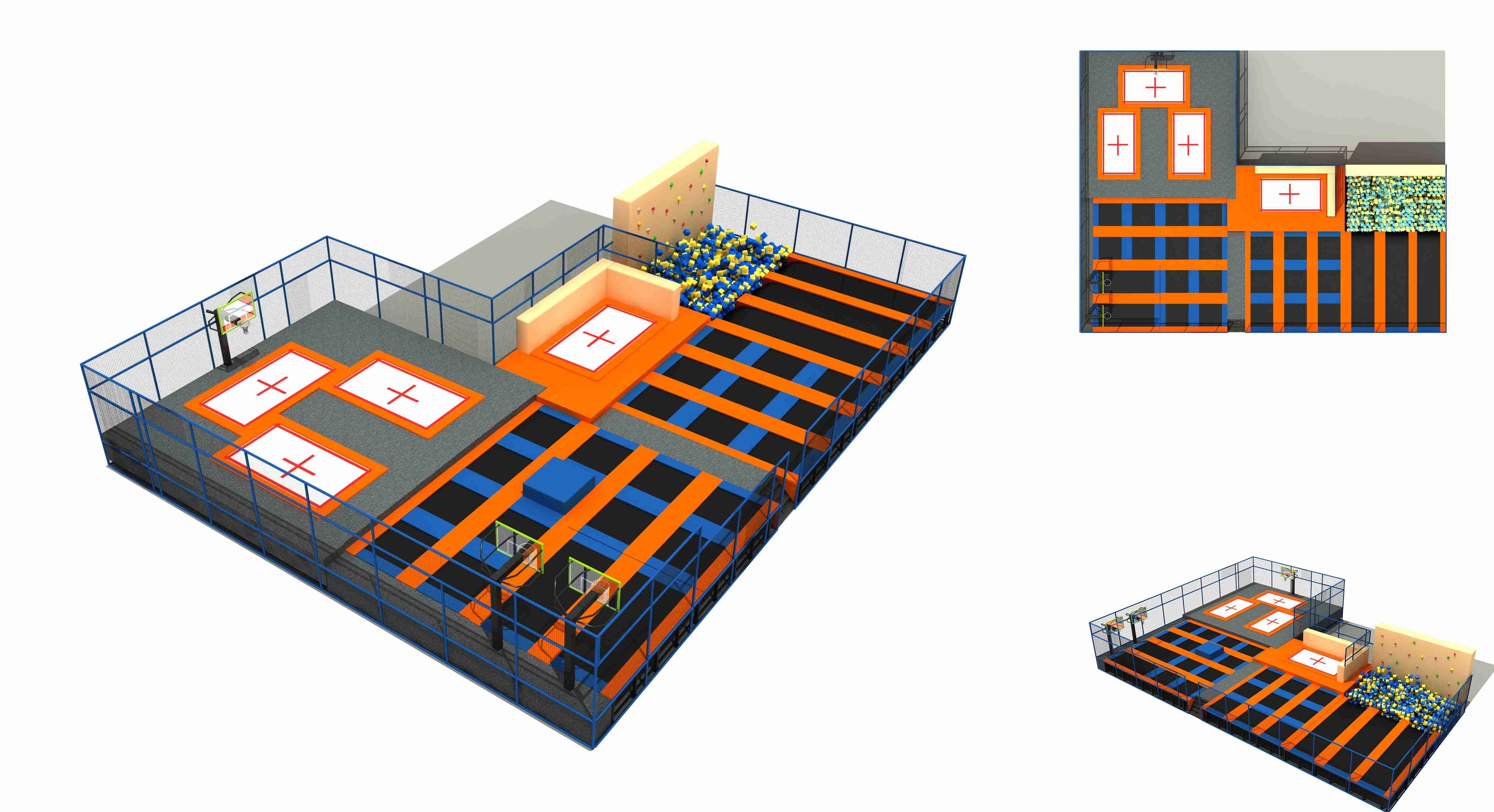 520M2 Hot Sell in China Professional Trampoline/ Big Colorful Customized Indoor Trampoline Park