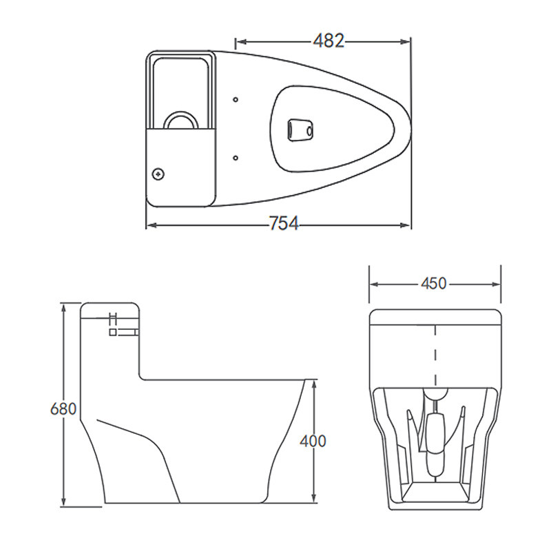 Sanitary Ware One Piece Toilets , Soft Closed Dual Flush S Trap Wc
