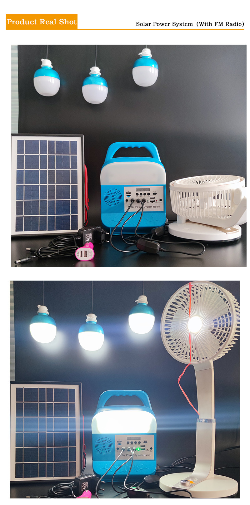 Emergency Lighting Magneto Solar Home System With Radio 5W Solar Lighting Kit