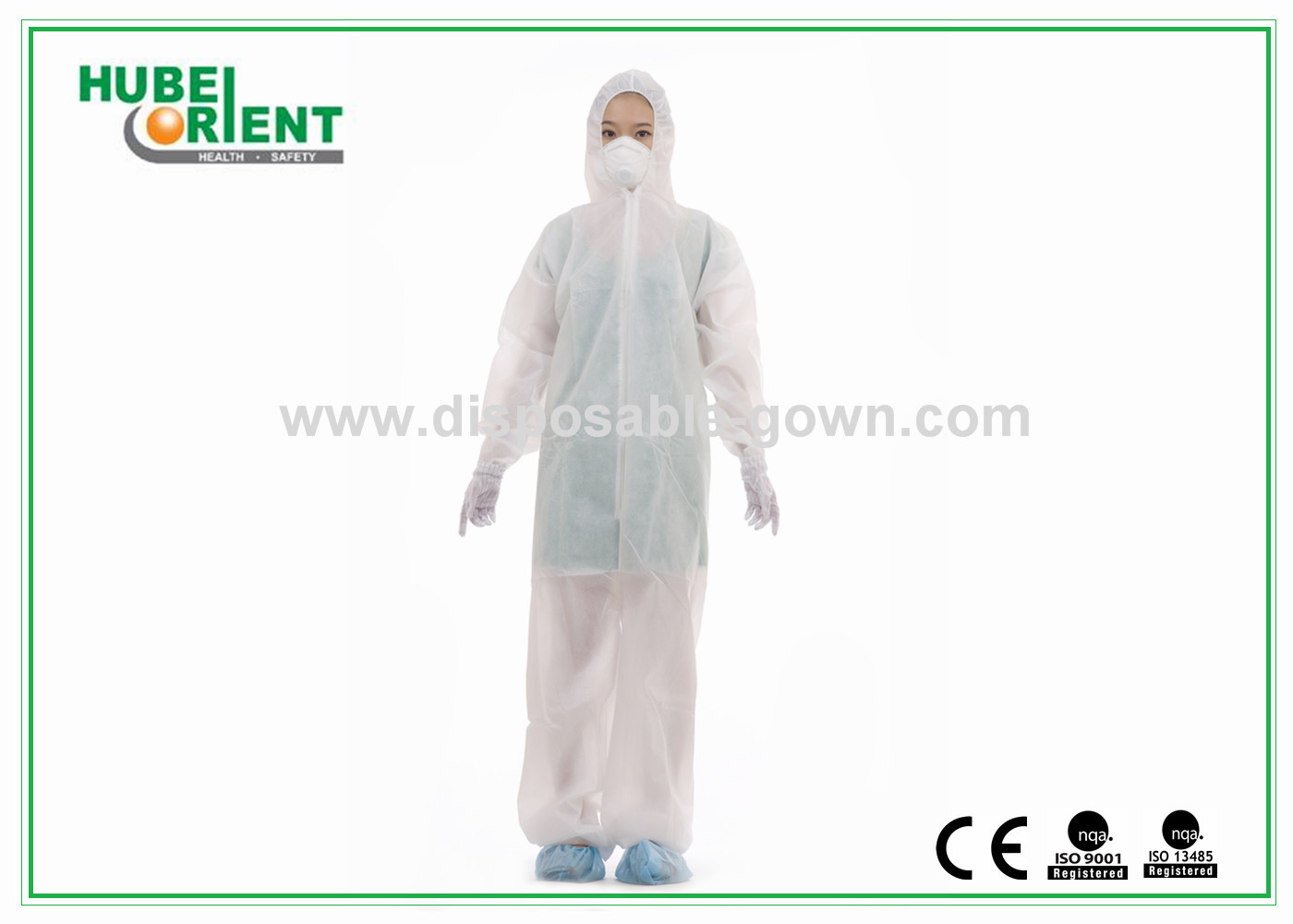 Acid Resistant White Disposable Coveralls Work Protective Clothing With Hood For Prevent Pollution