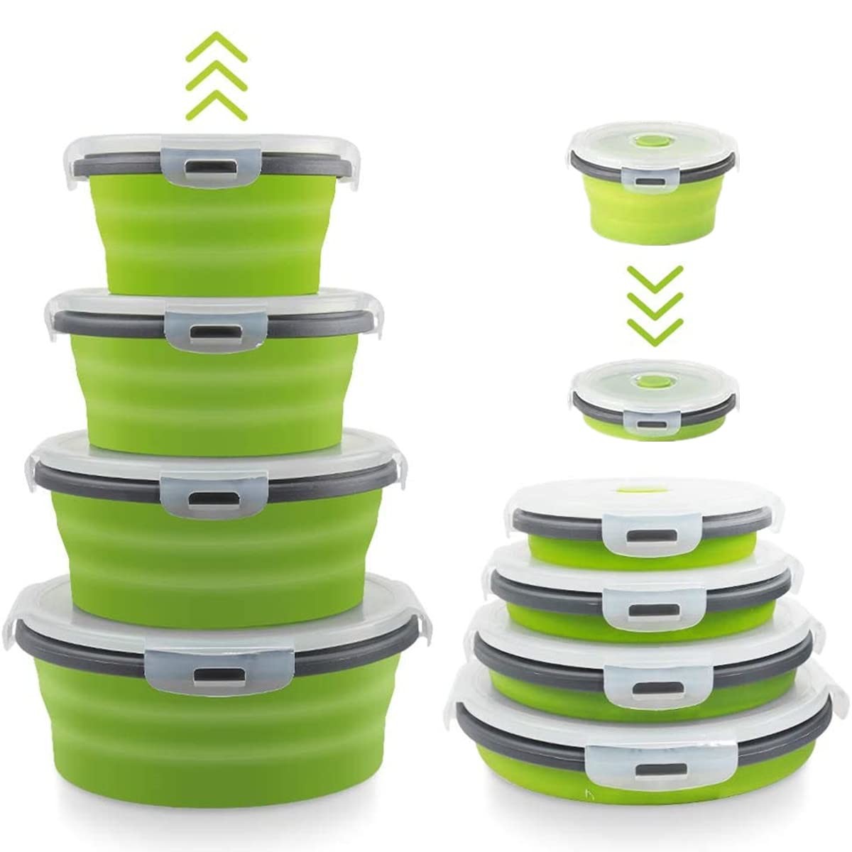 Collapsible Bowls For Camping Set Of 4 Silicone Food Storage Containers With Lids Silicone Lunch Box BPA Free Oven Safe
