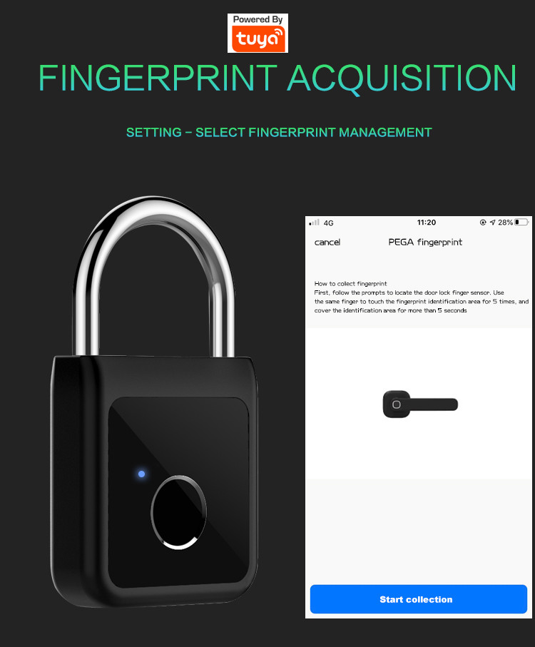 Smart Door Lock Keyless Fingerprint Padlock Safety Biometric Digital Finger Print Electronic Pad Locks