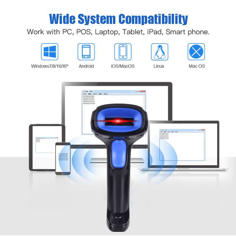 1D CCD Bluetooth Barcode Scanner Wireless For Store Supermarket YHD-1100CB