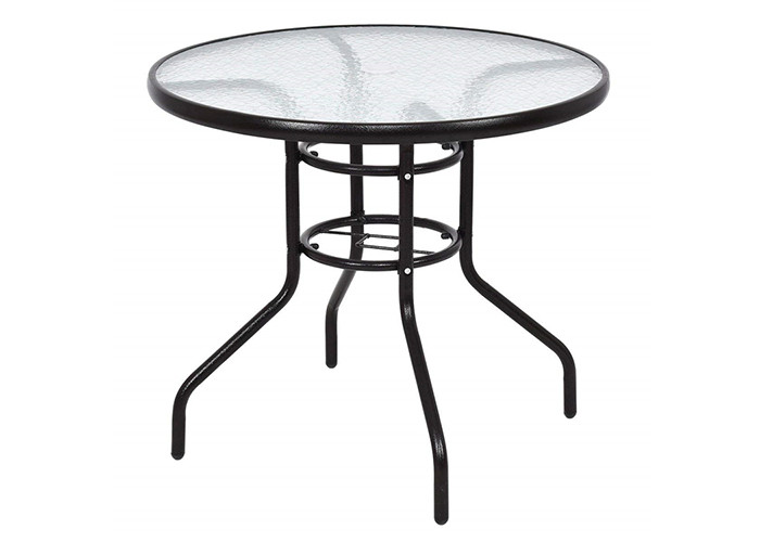Sturdy Frame Tempered Glass Garden Table , Round Tempered Glass Patio Table