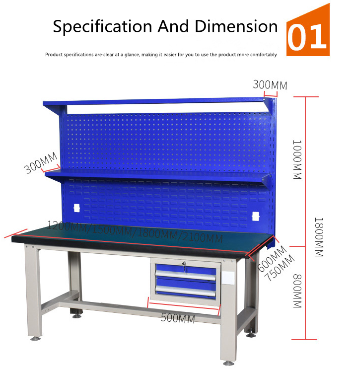 Industrial 1.2mm Anti Static Garage Tool Chest Workbench