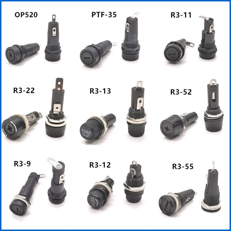 Nut Mounting Quick Connect 3AG 6.35x30mm Glass Fuse Holder R3-13 10A 250V