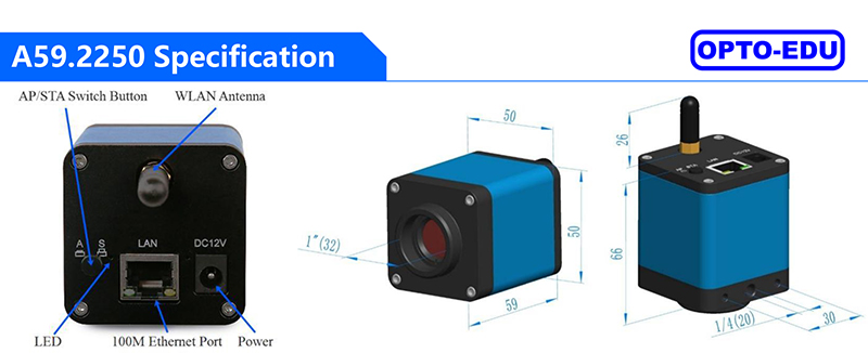 OPTO-EDU A59.2250 WIFI 1080P Digital Microscope Camera